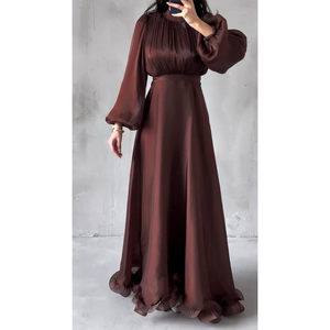 <span class=keywords><strong>Robe</strong></span> longue <span class=keywords><strong>de</strong></span> <span class=keywords><strong>soirée</strong></span> musulmane plissée à volants Mexizo, Abaya Dubaï, robes <span class=keywords><strong>de</strong></span> mode modestes pour femmes - Product Image 1