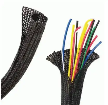 2 "ID:50mm PET Split Braided Sleeving Cable überlappt sich um 25%. Selbst schließende geflochtene Kabel wickels ocke