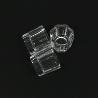 Verre cristal acrylique poudre liquide pour ongles, 1 pièce, coloré, transparent, couvercle de bol, support de tasse, outils d'art des ongles, palette métallique