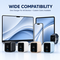 Layar Tampilan Cerdas Pengisi Daya Cepat 45W Teknologi GaN Adaptor Daya Dinding Multi Port untuk Ponsel dan Tablet