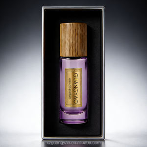 Flacon de parfum rond en verre de petite capacité 18 ml, best-seller, couleurs et logos personnalisés, avec bouchon en bois et boîte d'emballage - Product Image 4