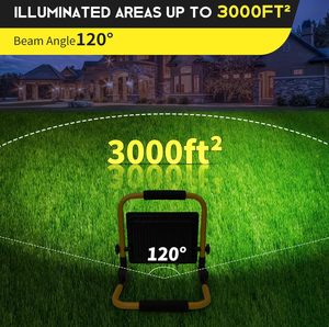 Projecteur de travail LED noir 10000LM, portable, étanche IP66, avec lentille en verre trempé, cordon de 5 pieds pour utilisation en extérieur/intérieur - Product Image 6