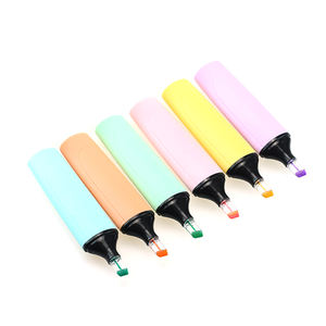 Mini marqueur fluorescent grande capacité avec pointe biseautée en fibre, emballage en vrac en plastique, surligneur couleur - Product Image 1