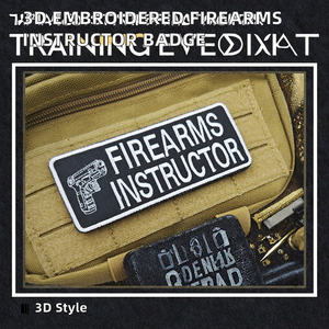Écussons thermocollants en tissu feutre PVC, style crochet et boucle, avec broderie tactique 3D, nouveau design, pour instructeur de tir - Product Image 2