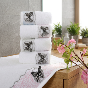 Ensemble de serviettes en coton 100% tissé jacquard avec motif abstrait, serviettes de bain et de plage rectangulaires pour un usage domestique - Product Image 2
