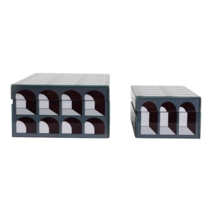 Rectangular Decorative Storage <b>Box</b> Glass Wood <b>Keepsake</b> <b>Box</b> With Lid Home Organizer Decorative <b>Box</b> Set - Product Image 5