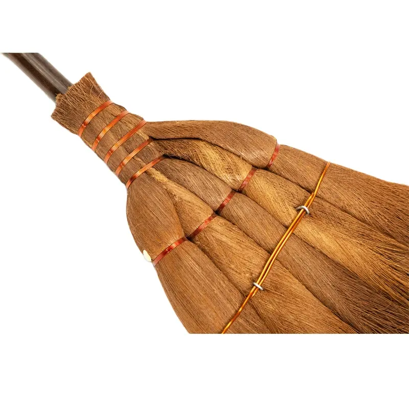 Best price long handle cleaning dust wooden handle Coconut Bristles bed brooms wholesale