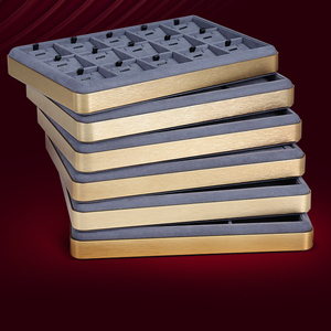 Luxury Custom 'Jewelery' <strong>Display</strong> <strong>Tray</strong> Metal Frame Stackable Velvet Jewelry <strong>Trays</strong> Organizer Set - Product Image 5