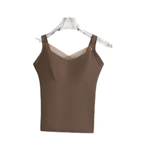 Women's Mesh Panel Camisole Sleeveless High Elasticity Breathable Inner Top Solid Color Polyester Backless Base Layer - Product Image 5