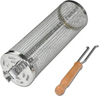 Cage de grillade rotative en acier inoxydable 304, panier de rôtissoire pour barbecue pour viande, légumes et fruits de mer