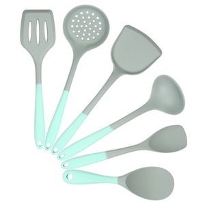 Vente directe usine : Ensemble de cuisine 6 pièces en silicone bicolore, spatules et cuillères antiadhésives résistantes aux hautes températures - Product Image 1