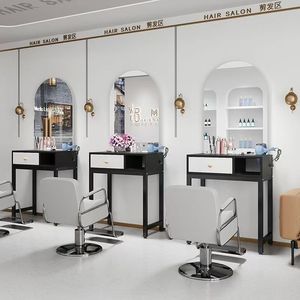Soporte de espejo para salón de belleza, soporte de mesa para espejo de cuidado capilar, soporte de herramientas integrado, tocador de dormitorio con espejo - Product Image 1