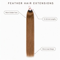 Extensions de cheveux en plumes, cheveux humains faits à la main, texture naturelle douce et soyeuse, légères, pour les concerts et les spectacles sur scène.