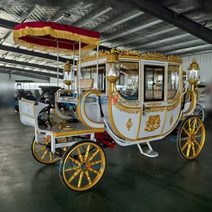 White Victorian Royal Wedding Electric Carriage with Folded Canopy for Sightseeing <b>Special</b> Transportation - Product Image 2