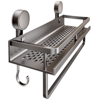 Étagère de salle de bain moderne minimaliste en aluminium pliable à ventouse, sans perçage ni clouage, rangement mural pour toilettes et lavabo
