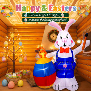 Waterproof Easter Inflatable Decor 6FT Bunny Rabbit with Egg & Hatching Chicks- LED <b>Light</b>-Up Lawn Decor for Home Party - Product Image 5