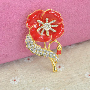 Broche en cristal de fleur de pavot de la <span class=keywords><strong>reine</strong></span> britannique, épingles de mode, émail rouge, cadeau du jour du souvenir britannique - Product Image 5