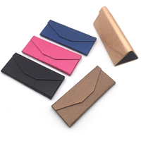 Boîte triangulaire pliable orange avec logo personnalisé, étuis à lunettes en cuir PU rigide pour hommes et femmes