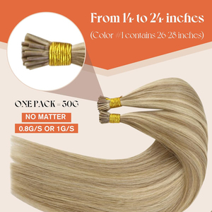 I Tip Extensions de cheveux Cheveux humains Blonde Ajouter Lustre Golden Blonde Highlight Blonde moyenne Mélanges naturels pré-collés - Product Image 2