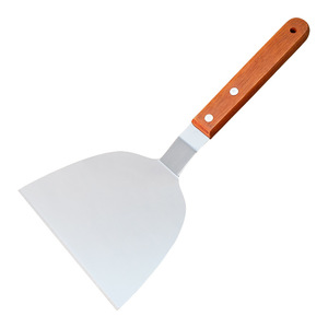 Espátula y raspador para hamburguesas DF30 de acero inoxidable, resistente al calor, con mango de madera, precio de fábrica. - Product Image 2