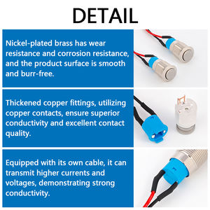 Paquete de <span class=keywords><strong>2</strong></span> interruptores de botón pulsador de acero inoxidable a prueba de agua de 12mm autoblocante 12V/230V IP67 1NO electrónico para campanas de coche de electrodomésticos - Product Image 3