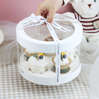 6 pouces et 8 pouces rond Double couche rehaussant la boîte d'emballage de Cupcake transparente boîte de Dessert d'anniversaire boîte d'emballage de tasse de Mousse