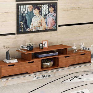 Mobile TV Moderno Estensibile in Legno, Console Multimediale con Armadietto Contenitore, <span class=keywords><strong>Centro</strong></span> Intrattenimento da Terra per Soggiorno - Product Image 4