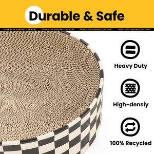 JTPAWS Duurzame, milieuvriendelijke krabplank van karton, gegolfd krabmatje, voor binnengebruik, zwart-wit geruit design - Product Image 6