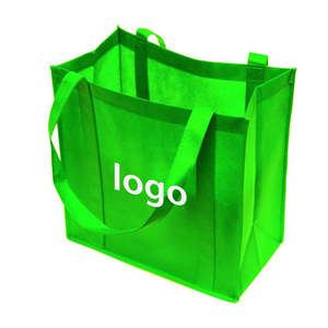 Bolsa de compras ecológica de polipropileno no tejido 100%, con base vertical y color verde. - Product Image 1