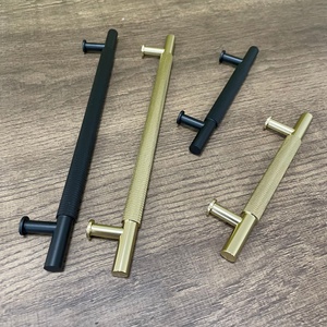 MLP07 Kitchen Cabinet Solid Brass Aluminum Matt <strong>Drawer</strong> <strong>Gold</strong> Brass Knurled Handle - Product Image 4