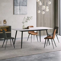 Meubles de Chine Table à manger de luxe en pierre frittée haut blanc pour 6 8 places Table à manger chaises ensemble dans la salle à manger en pin recyclé