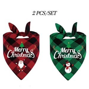 Paquete de 2 Pañuelos Triangulares Navideños para Perro, con Estampado de Papá Noel y Muñeco de Nieve, Accesorios Festivos para Mascotas - Product Image 2