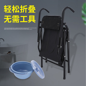 Aluminum Alloy <b>Folding</b> <b>Commode</b> Chair For Elderly And Adults Portable Toilet With Bucket Easy Assemble - Product Image 1