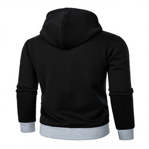 <b>Men's</b> Black Hooded Sweatshirt Regular Fit French Terry Zipper Side Pockets Casual Winter Wear Fleece Fabric 100% Cotton - Product Image 3