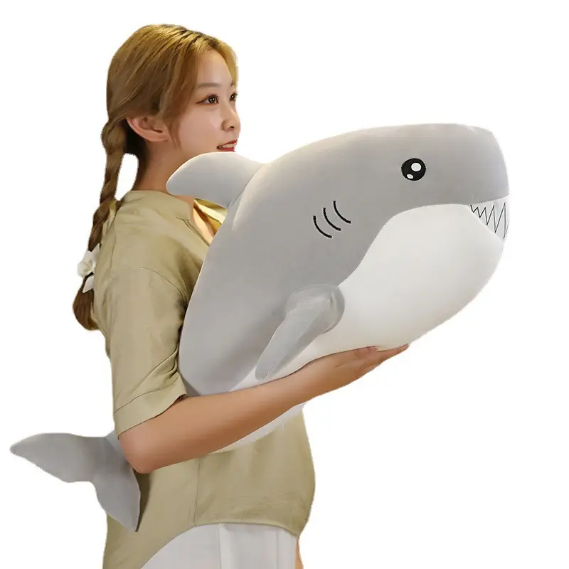 Morbido cuscino di squalo peluche balena animale marino delfino grande bambola di squalo bianco bambola di straccio di squalo transfrontaliera