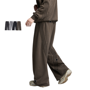 Pantaloni Sportivi da <span class=keywords><strong>Uomo</strong></span> Retrò Scomponibili Effetto Lavato con Strisce Verticali, Cuciture Grezze, Gamba Larga, Stile Y2K Techwear Streetwear, Vestibilità Ampia - Product Image 2