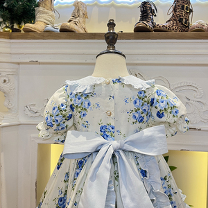 Vestito Estivo a Maniche Corte per Bambine, Abito Principessa con Farfalle e Rete, Lunghezza al Ginocchio, Maniche a Farfalla, Motivi Floreali - Product Image 5