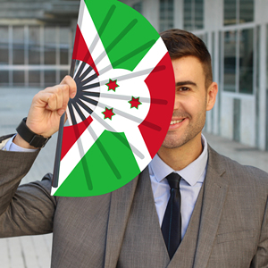 Abanicos Plegables de Bambú con la Bandera de Burundi al por Mayor, Abanico de Mano para Carnaval, Boda, Festival, Fiesta, Agencia de Viajes - Product Image 3