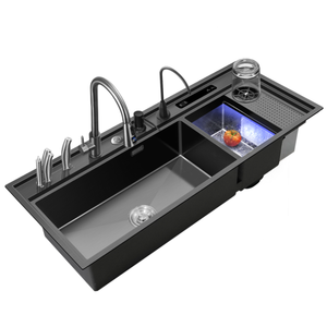 <span class=keywords><strong>Lavello</strong></span> <span class=keywords><strong>Nero</strong></span> con Funzione Ultrasonica per Lavaggio di Frutta, Verdura e Frutti di Mare, 3 in 1 Multifunzione in Acciaio Inox, <span class=keywords><strong>Lavello</strong></span> Intelligente da Cucina - Product Image 3