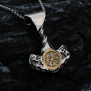 Collar con colgante de ancla vikinga de acero inoxidable yunnique con diseño de brújula rúnica para hombre, joyería de regalo - Product Image 4