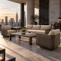 Canapé 1 place moderne en aluminium avec tissu imperméable, combinaison flexible pour hôtels et complexes hôteliers, mobilier d'extérieur pour terrasse de toit