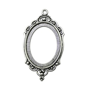 Cadre de pendentif ovale orné de perles en alliage de zinc bronze antique pour la création de camées victoriennes - Product Image 5