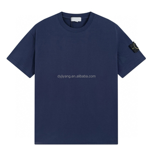 2025 Nueva base de moda clásica multicolor Casual transpirable 100% algodón piedra verano manga corta isla <span class=keywords><strong>camiseta</strong></span> para hombres - Product Image 4
