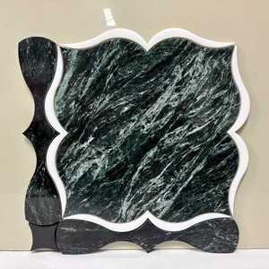 Mosaico <span class=keywords><strong>de</strong></span> Piedra en Forma <span class=keywords><strong>de</strong></span> Flor, Proveedores <span class=keywords><strong>de</strong></span> Mosaico Floral <span class=keywords><strong>de</strong></span> Piedra Blanca y Verde con Borde Aleatorio para Baño, Decoración <span class=keywords><strong>de</strong></span> Mármol con Corte por Chorro <span class=keywords><strong>de</strong></span> Agua - Product Image 1