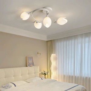 Plafonnier LED Dyedding, design floral vert, lustre multi-têtes pour chambre à coucher, éclairage domestique de style nordique - Product Image 4