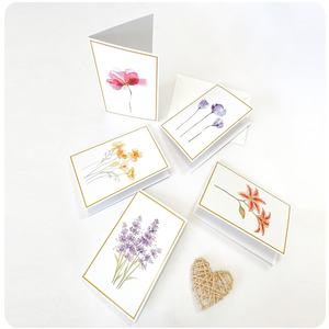 Acquerello pittura floreale bianco biglietti di auguri con buste e adesivi floreali Note biglietti e buste - Product Image 5