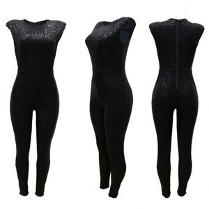 Miễn phí vận chuyển mới thời trang Crew Neck không tay Bodycon Slim Rompers <span class=keywords><strong>Sequins</strong></span> sang trọng phụ nữ nhảy phù hợp với áo liền quần thanh lịch - Product Image 5