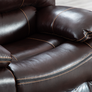 Sillón Reclinable Moderno CY con Estructura de Madera, Tapizado en Cuero Marrón, Sillón Individual Reclinable - Product Image 5