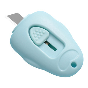 Mini Utility Knife Paper Cutter Spring Loaded Portable For Students Office Use 0.1 Mm Accuracy ABS Material Blue White - Product Image 5