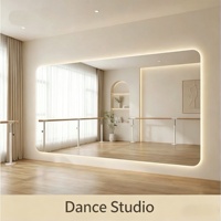 Miroir de Maquillage LED pour Studio de Pilates, Design Art Déco, Capteur Anti-Buée Tactile, Fixation Murale, Usage Commercial, Danse, Gymnase, Salle de Yoga